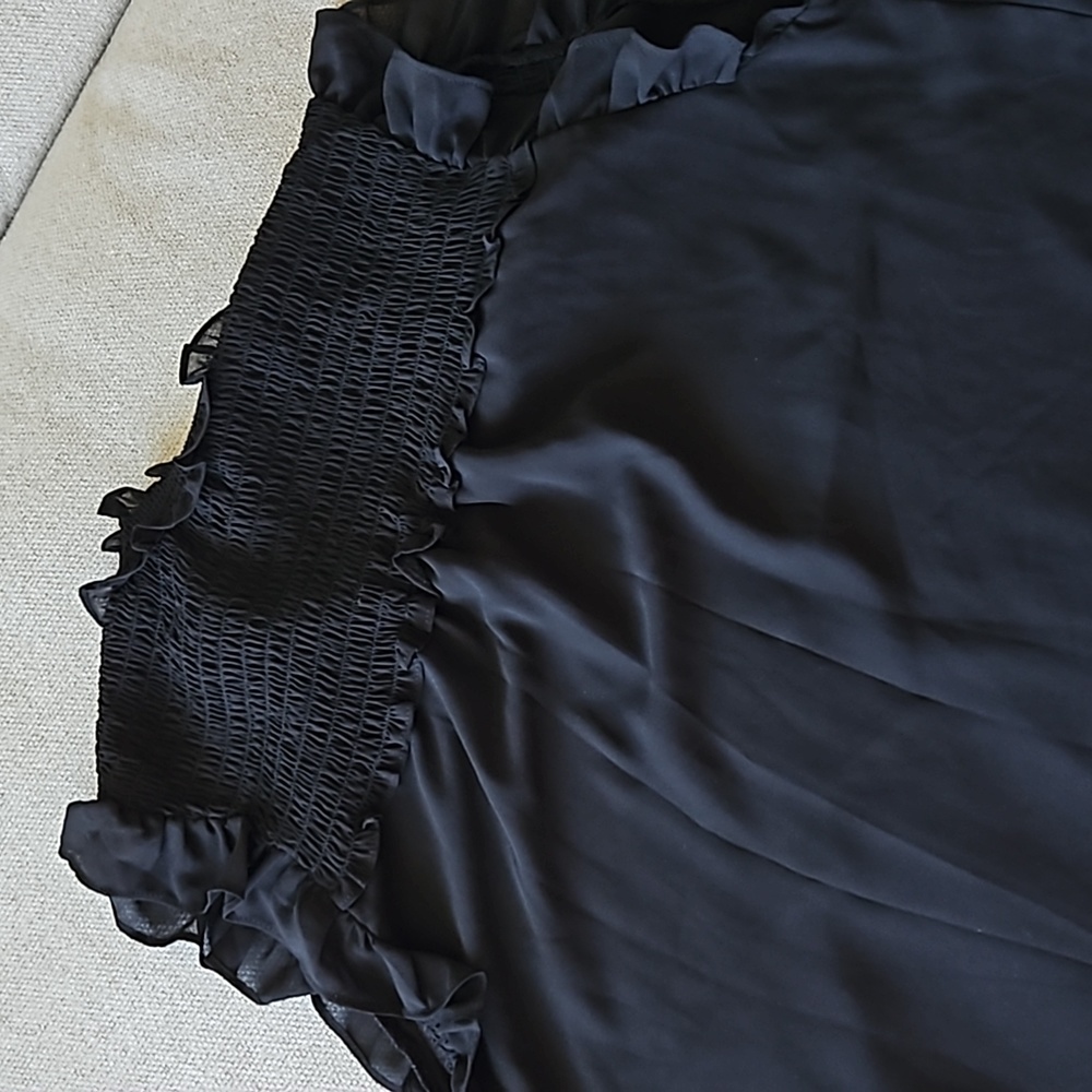 Pleione Large Chiffon Sleeveless Top Ruching Ruffles Stretch - Picture 5 of 6